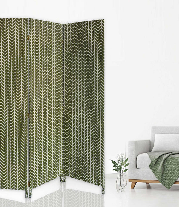 3 Panel Green Soft Fabric Finish Room Divider