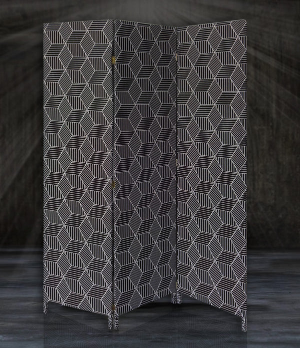 3 Panel Black Soft Fabric Finish Room Divider