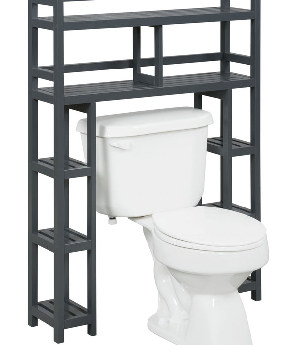 Graphite Finish 2 Tier Solid Wood Over Toilet Organizer