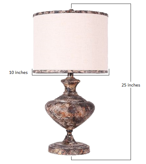 Metal Finish Traditional Table Lamp with Ivory Fabric Shade