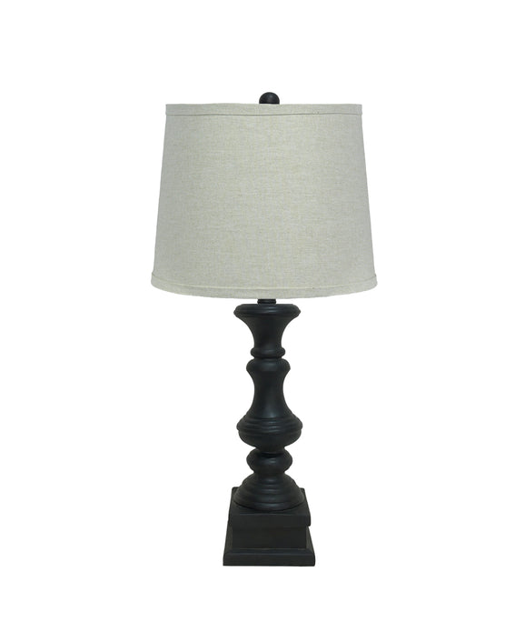 Distressed Black Light Grey Linen Shade Table Lamp