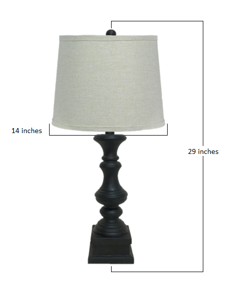 Distressed Black Light Grey Linen Shade Table Lamp