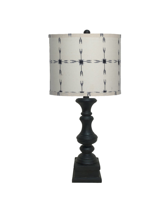 Distressed Black Beige Tribal Arrow Line Shade Table Lamp