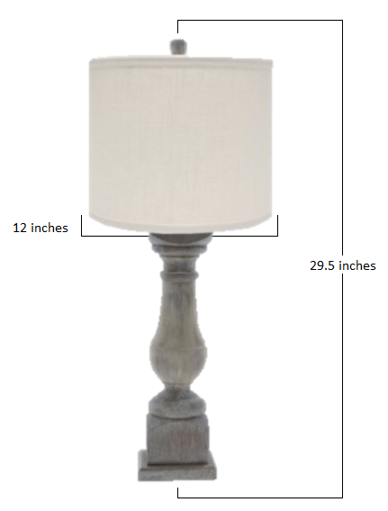 White Washed Wood Finish Table Lamp with Ivory Linen Shade