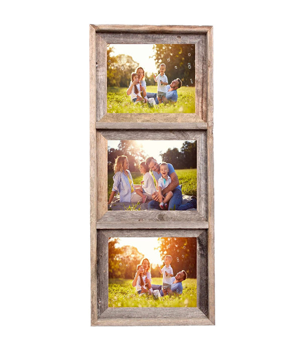 3  8x10 Rustic Weathered Grey Picture Frame with Plexiglass Holder