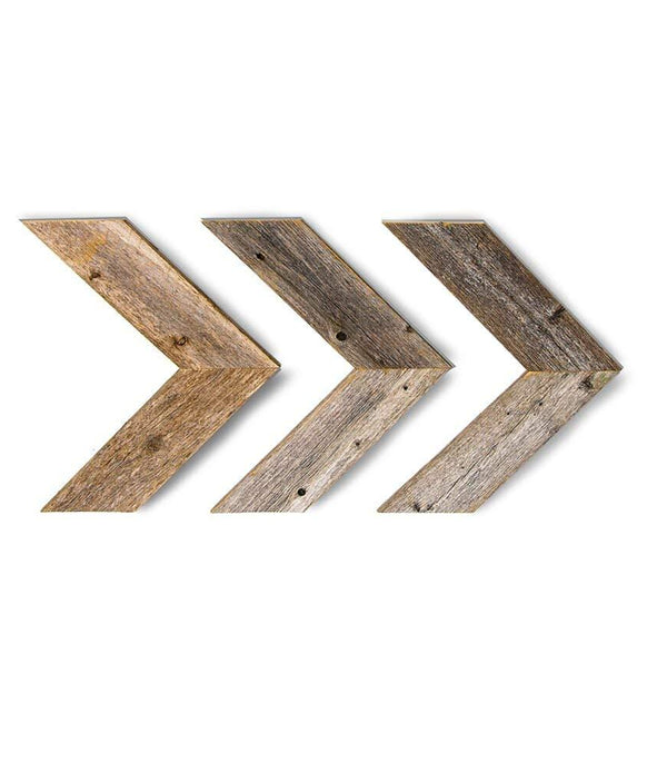 Set of 3 White Wash Reclaimed Wood Chevron Arrow