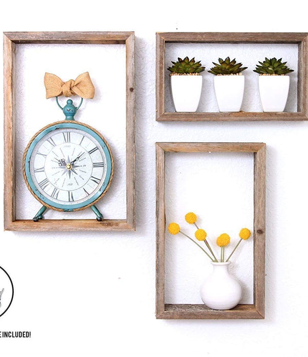 Rustic Farmhouse Set of 3 Rectangle Shadow Box Shelves