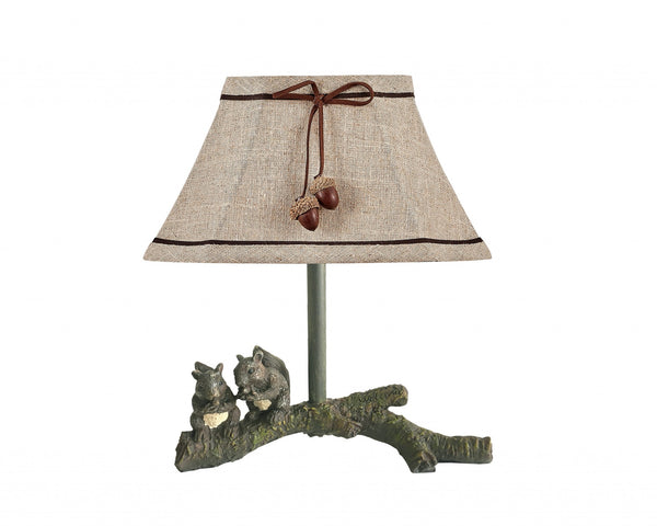 Squirrel Buddies Accent Lamp with Natural Shade