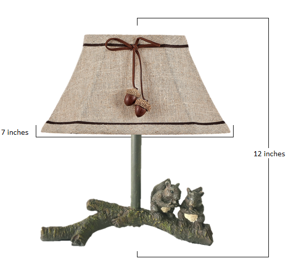 Squirrel Buddies Accent Lamp with Natural Shade