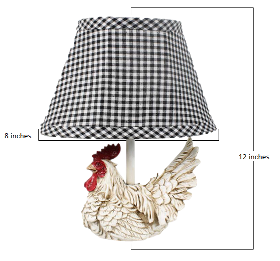 White Rooster Accent Lamp with Black and White Shade