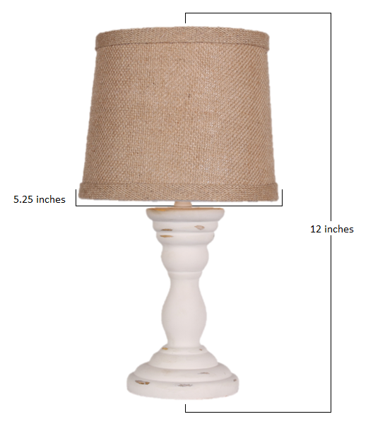 Distressed White Turned Base Accent Lamp