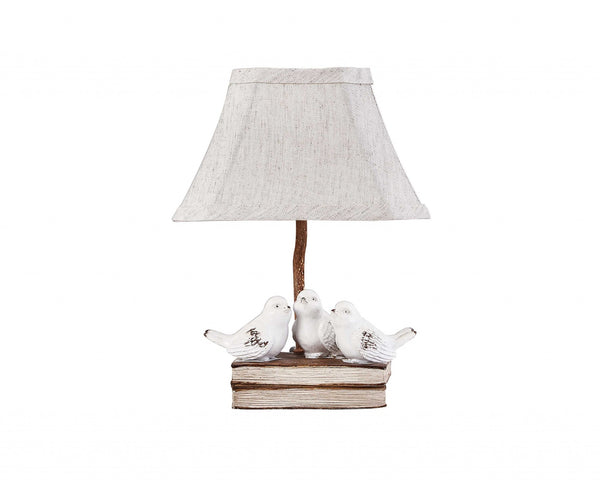 Three feathered Friends Atop a Stack of Books Accent Lamp