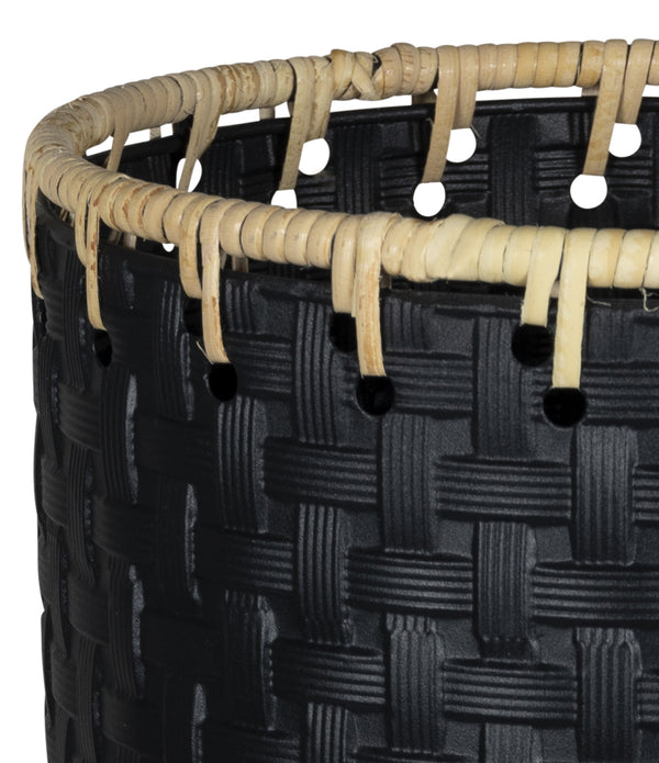 Black Rattan Modern Planter