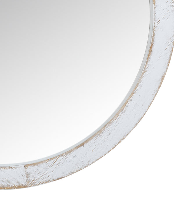 Modern Farmhouse Rustic White Wash Round Wall Mirror