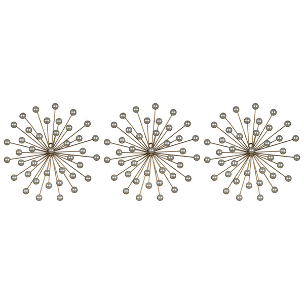 Set of 3 Pearl Starbursts Wall Decor