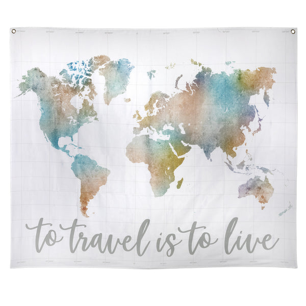 To Travel Is To Live Map Hanging Wall Tapestry