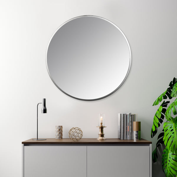 Minimalist Silver Round Wall Mirror