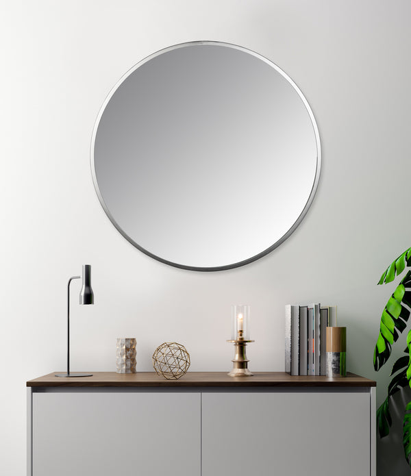 Minimalist Silver Round Wall Mirror