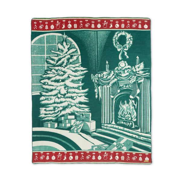 Ultra Soft Green Christmas Scene Handmade Throw Blanket