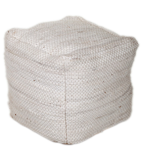 Chic Chunky White Textured Pouf