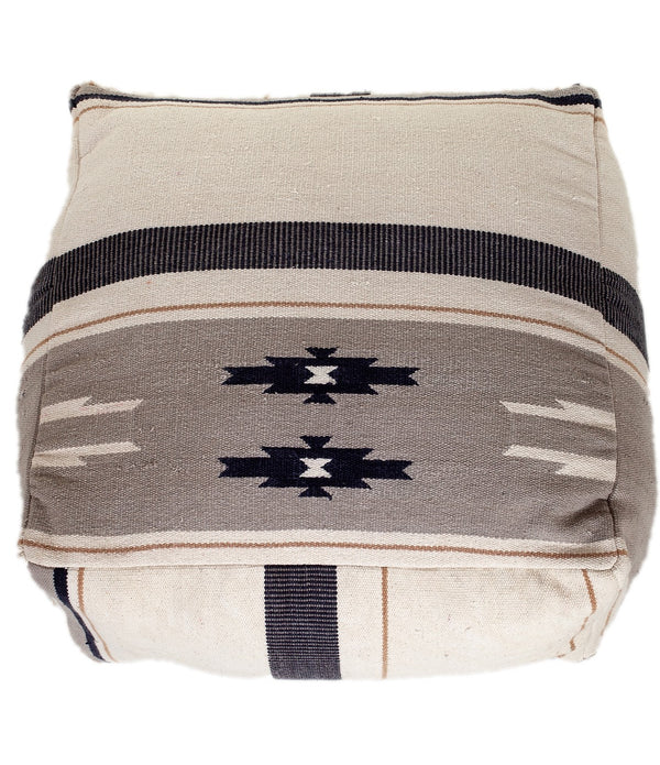 Aztec Gray Navy and Beige Pouf