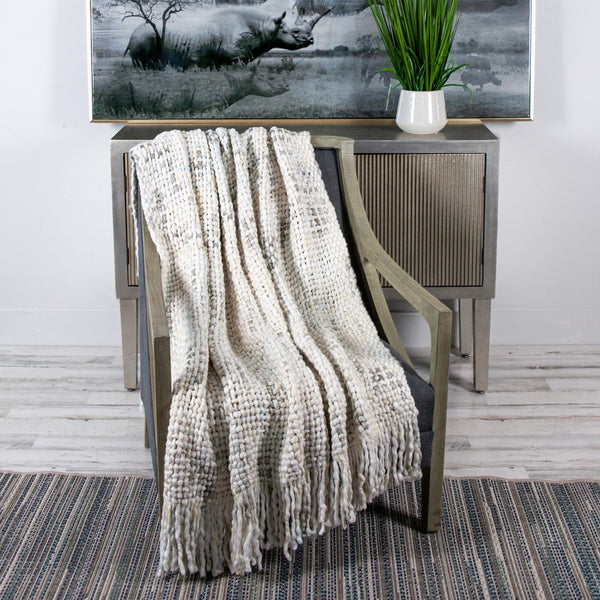 Boho Neutral Basketweave Throw Blanket