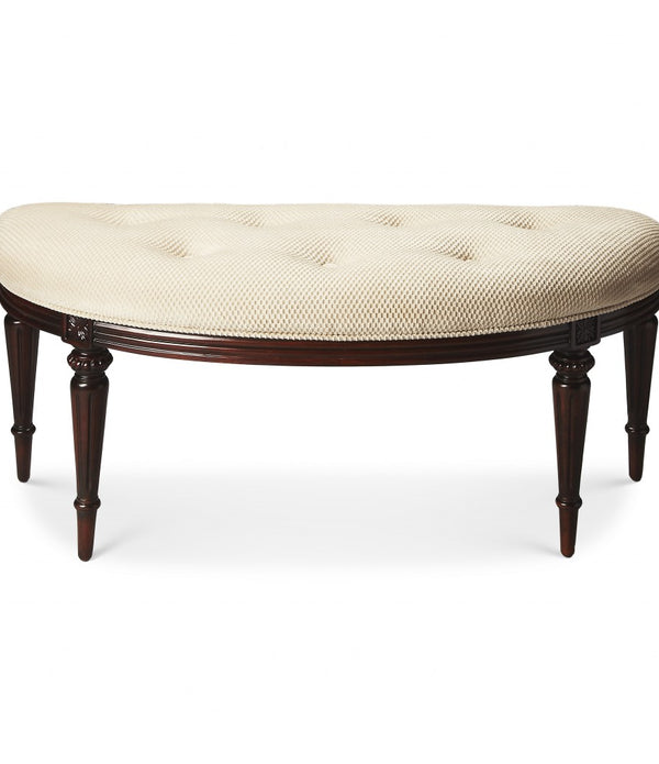 Classic Ivory and Dark Brown Crescent Shaped Bench