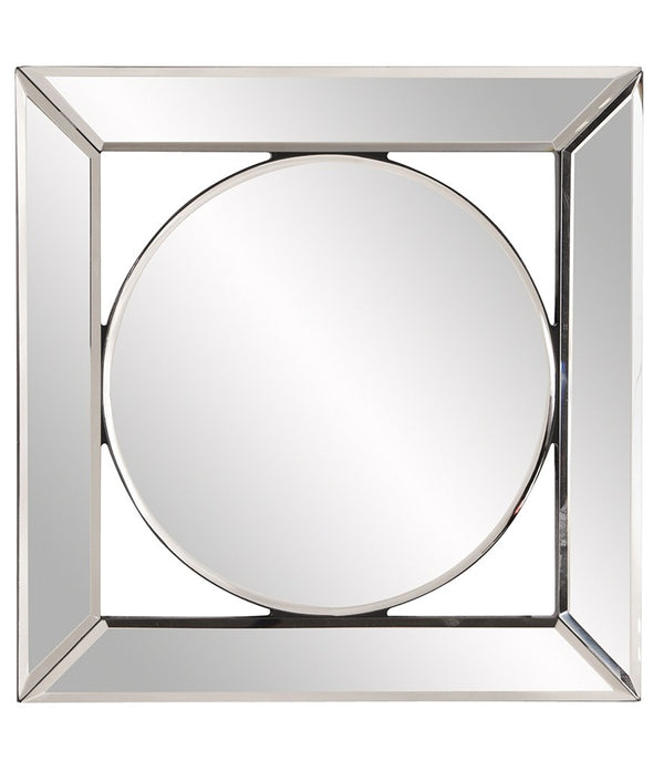 Square Mirror with Center Round Mirror