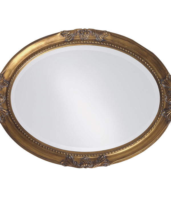 Oval Antique Gold Finish Mirror with Beaded Textured Frame