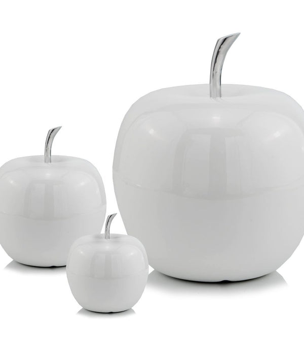 White Jumbo Apple Shaped Aluminum Accent Home Decor