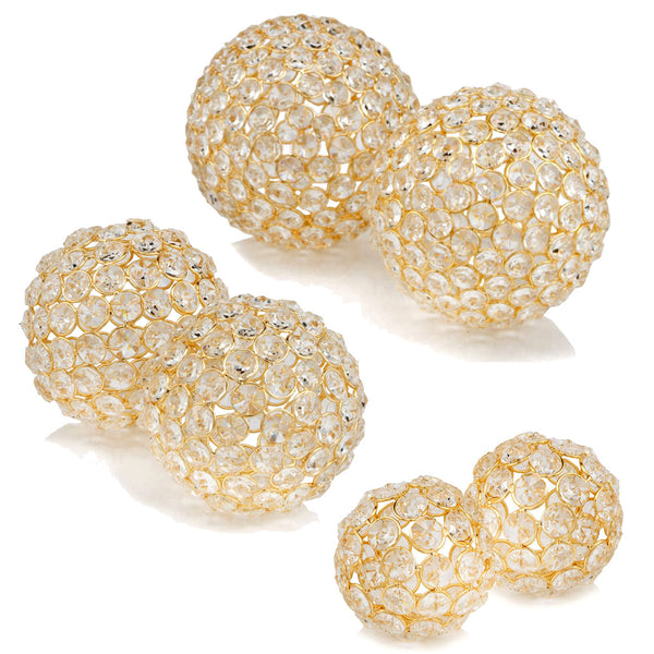 Set of 2  4' Polished Spheres in Brilliant Shiny Luster Finished and Golden Frame