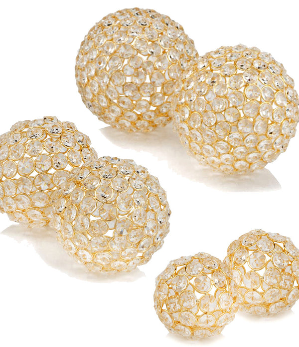 Set of 2  4' Polished Spheres in Brilliant Shiny Luster Finished and Golden Frame