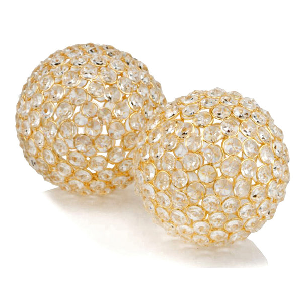 Set of 2  5' Polished Spheres in Brilliant Shiny Luster Finished and Golden Frame