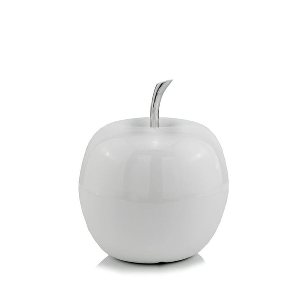 White Coated Mini Apple Shaped Aluminum Accent Home Decor