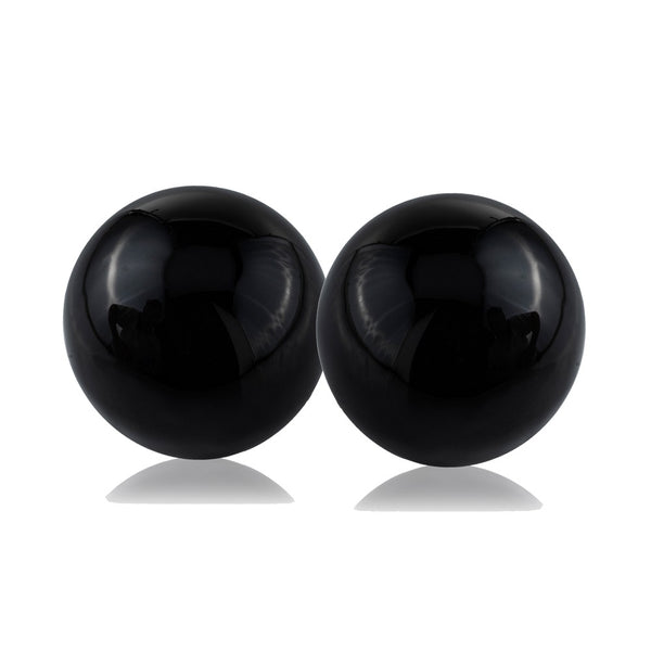 Set of 2 Black Aluminum Decorative Spheres 3'