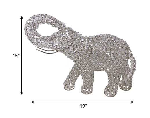 Silver and Faux Crystal Elephant Sculpture