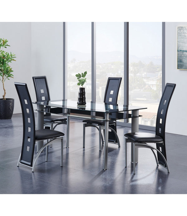 Rectangular Glass Top with Black Trim Dining Table