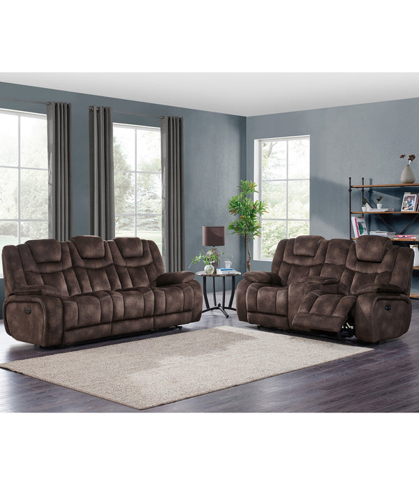 Chocolate Power Reclining Sofa with Adjustable Power Headrest  Reading Lights and USB Port