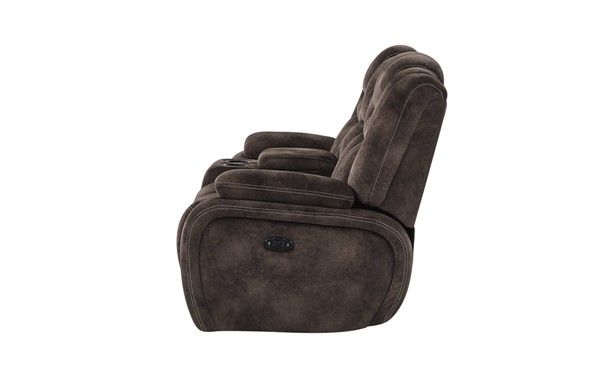 Chocolate Power Reclining Loveseat with Adjustable Power Headrest and USB Port