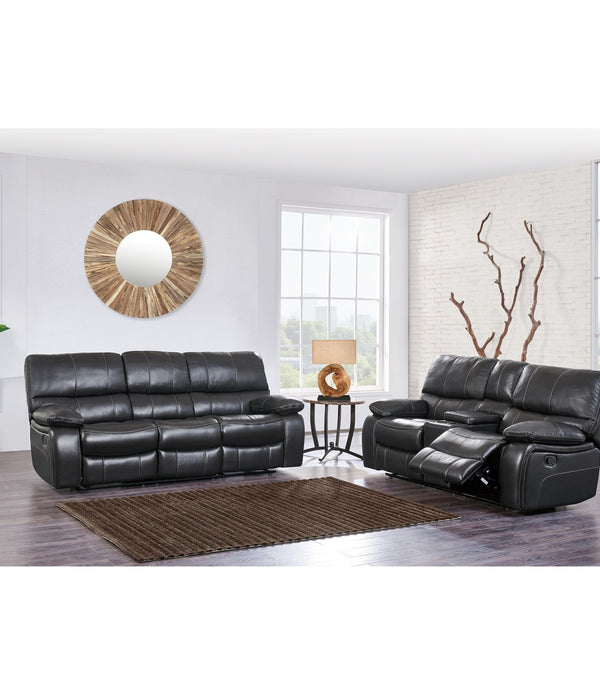 Grey Reclining Sofa in Waterfall Pattern  Deeply Padded seat Cushions and Arm Rests