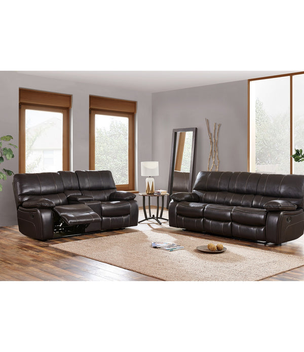 Espresso Black Leather Gel Cover Reclining Sofa In Removable Back And Extra Plush Cushions