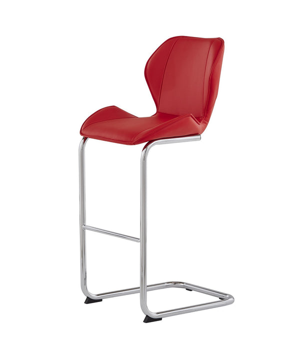 Set of 4 Modern Red Barstools with Chrome Legs