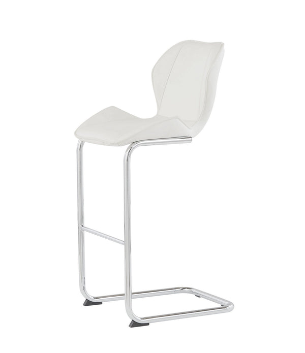 Set of 4 Modern White Barstools with Chrome Legs