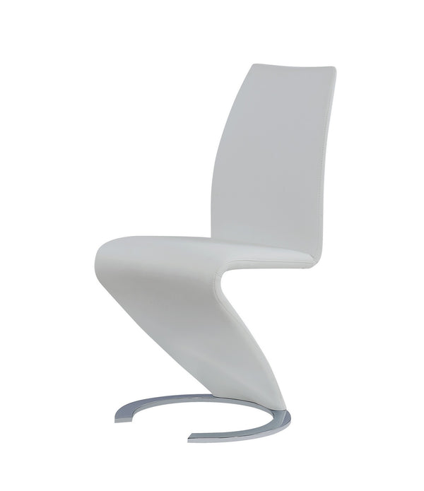 Set of 2 White  Z Shape design Dining Chairs with Horse Shoe Shape Base