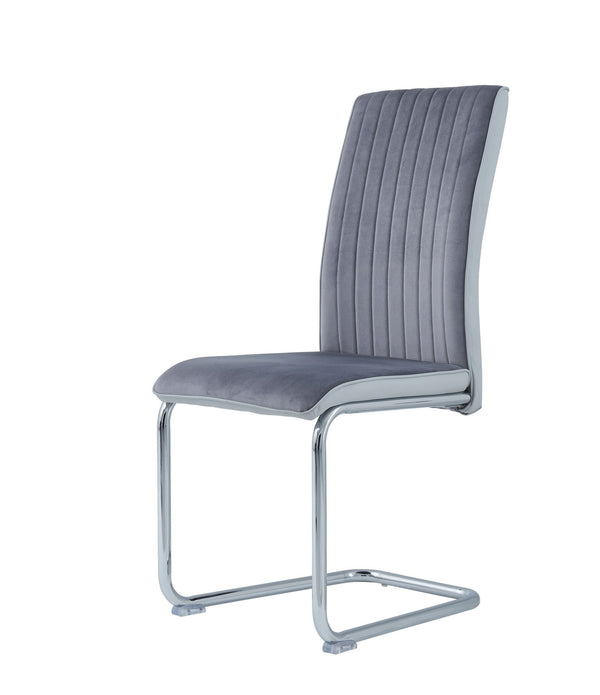 Set of 4 Two Tone Grey and Chrome Dining Chairs