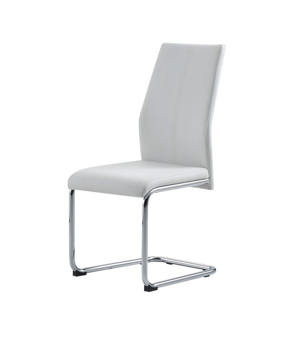 Set of 4 Modern White Dining Chairs with Chrome Metal Base