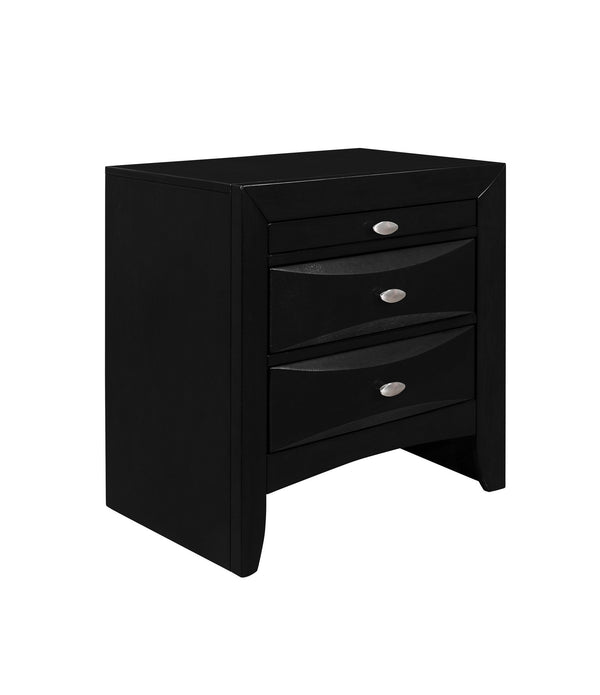 Black Nightstand with 2 Chambered Drawer