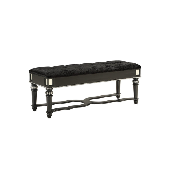 Black Heirloom Appearance Bench with Intricate Carvings