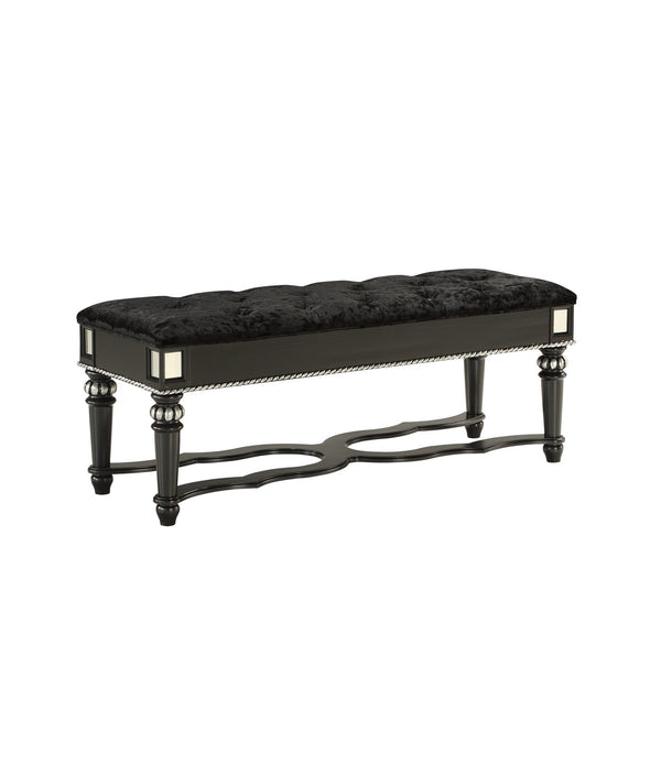 Black Heirloom Appearance Bench with Intricate Carvings