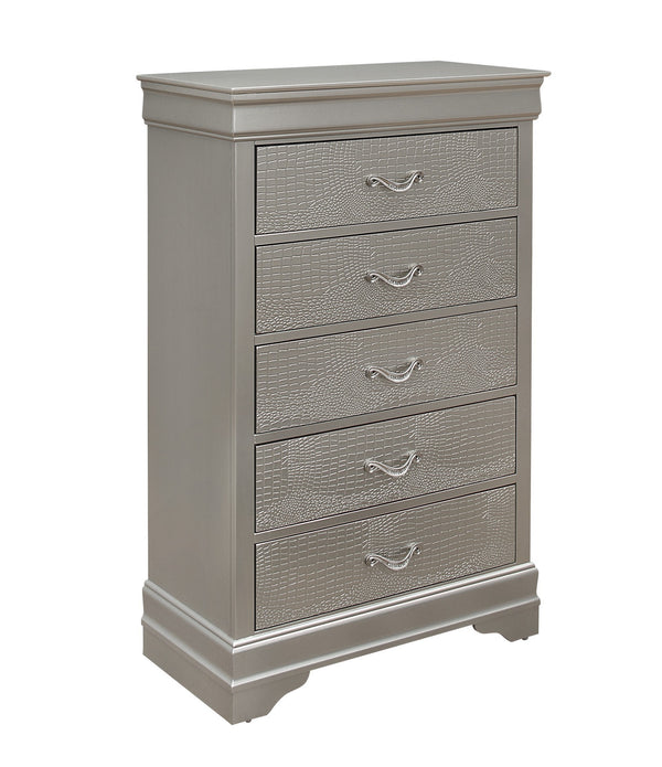 Silver Tone Chest with 5 Spacious Interior Drawers